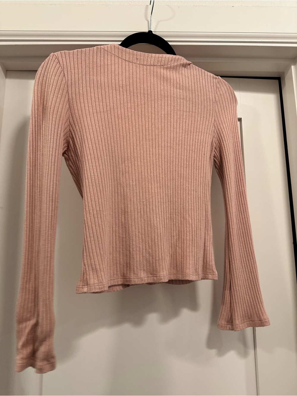 Reformation Ribbed Button-Front Pink Cardigan - Picture 2 of 3